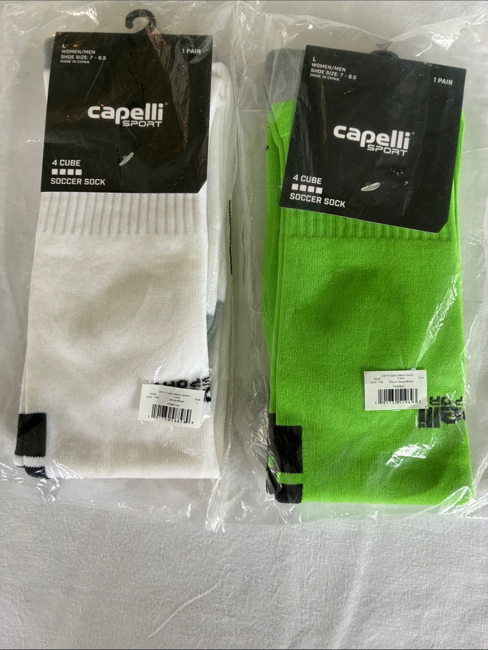 Capelli of New York Unisex Soccer Socks - White & Neon Green